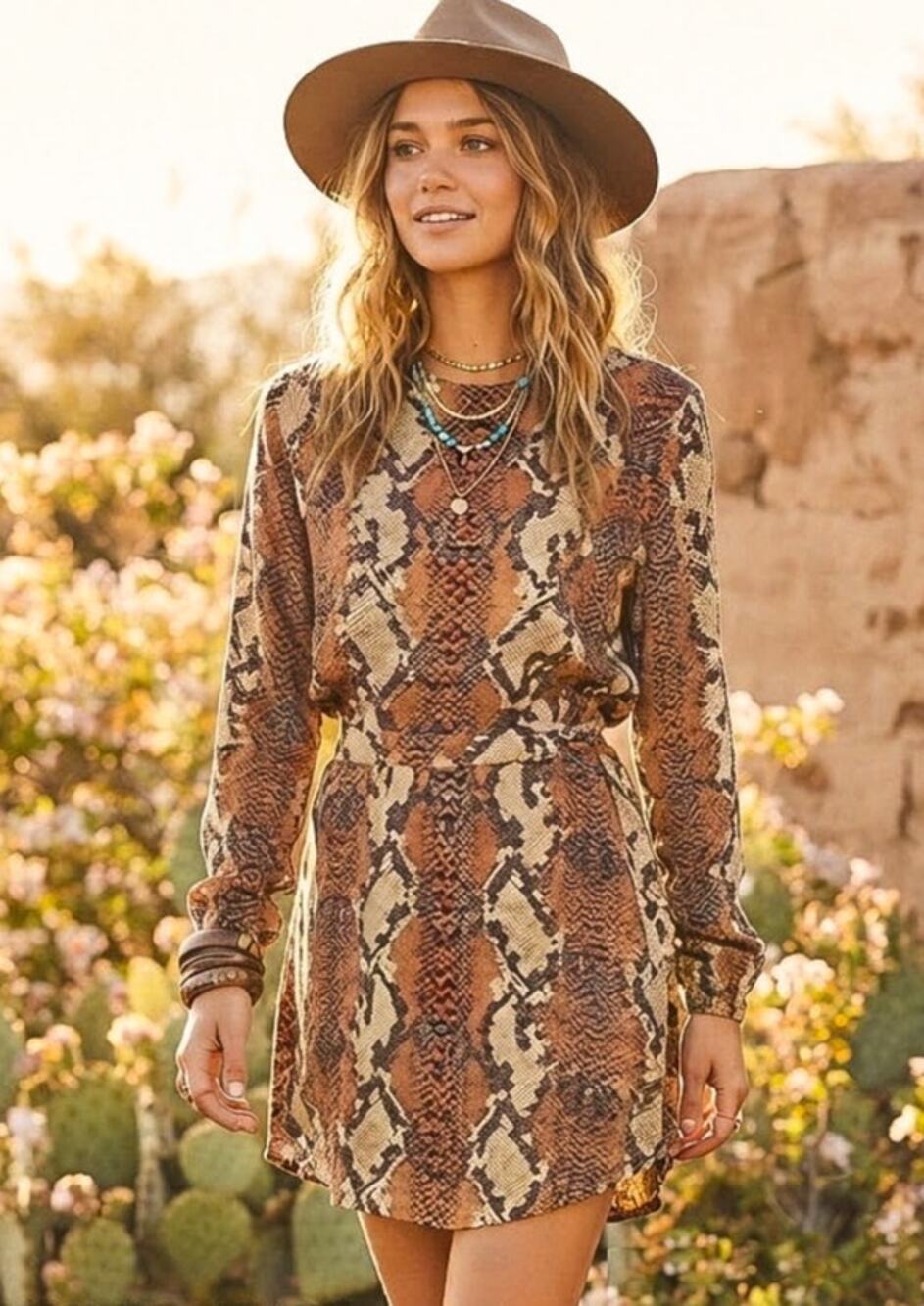 NWT AX Paris bohemian snakeskin print mini dress